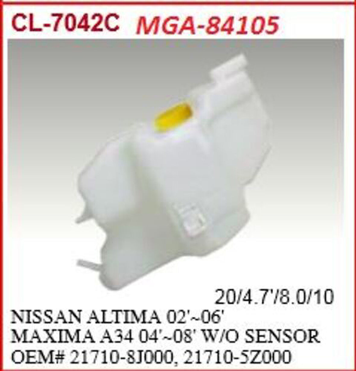 MGA 84105 Yedek Su Deposu-Nissan Maxima 03-05 217108J000