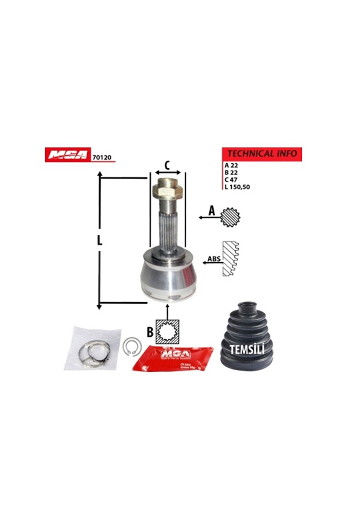 Mga-70192 Aks Kafasi Dis - ( Fiat : Linea 1.4 Tjet 1.3 Mjtd 90Ps 515107574