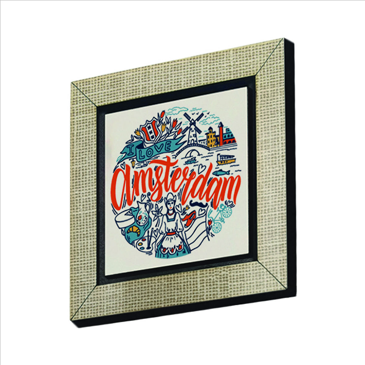 Amsterdam Sembolleri Baskılı MDF  Magnet(KRG-011)Buzdolabı Süsü