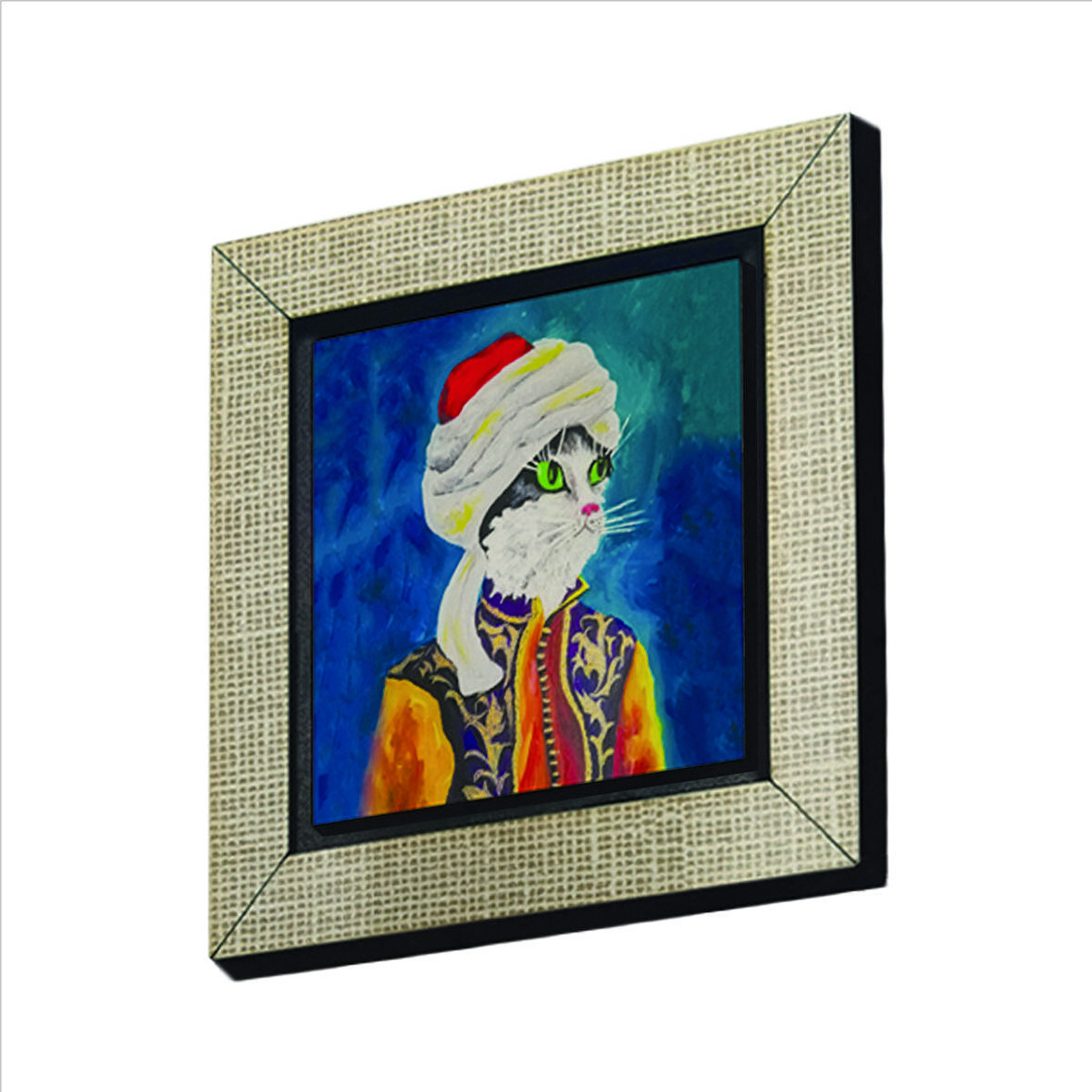 Sarıklı Osmanlı Kedisi Baskılı MDF  Magnet(KRT-067)Buzdolabı Süsü