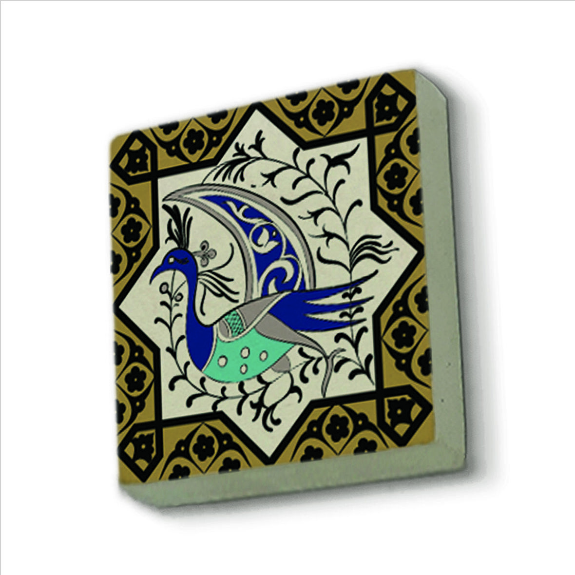 Tavus Kuşu Desen Baskılı Doğaltaş  Magnet(KD-031)Buzdolabı Süsü