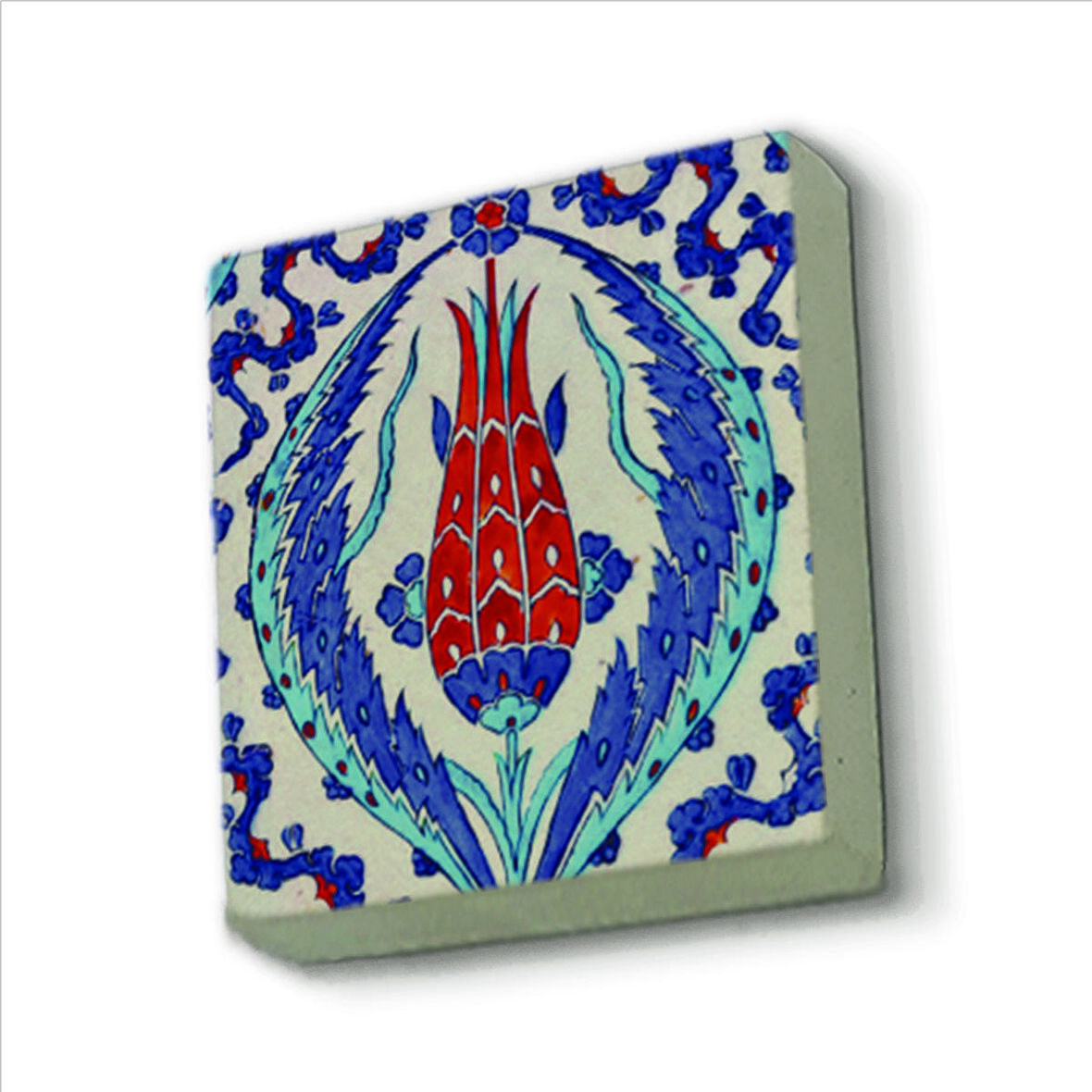 İznik Çini - Lale Baskılı Doğaltaş  Magnet(KD-034)Buzdolabı Süsü