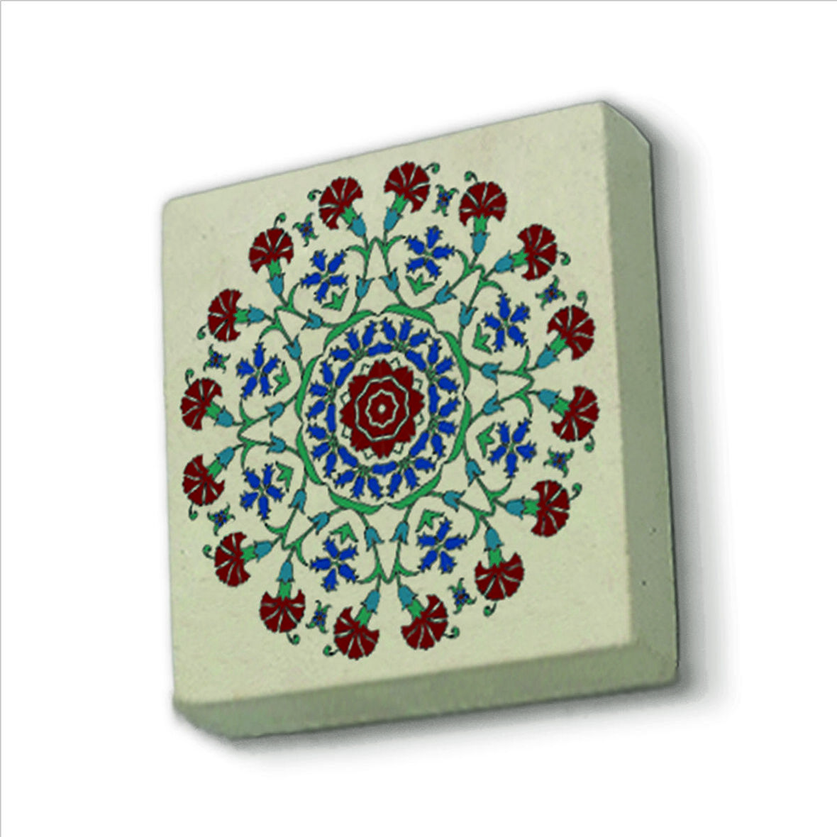 İznik Çini Desen Baskılı Doğaltaş  Magnet(KD-041)Buzdolabı Süsü