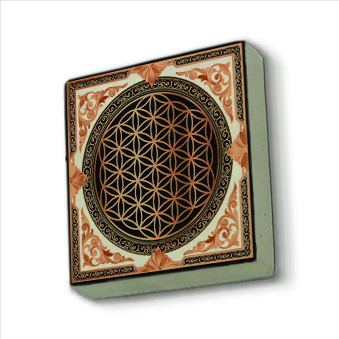 Yaşam Çiçeği Baskılı Doğaltaş  Magnet(KD-044)Buzdolabı Süsü