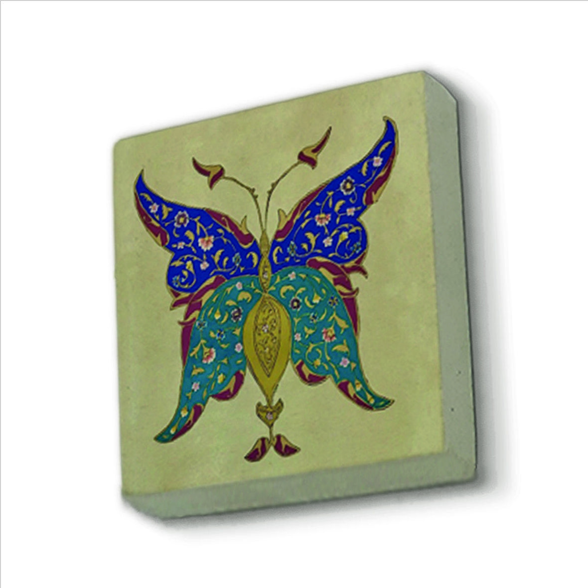 Kelebek Deseni Baskılı Doğaltaş  Magnet(KD-005)Buzdolabı Süsü