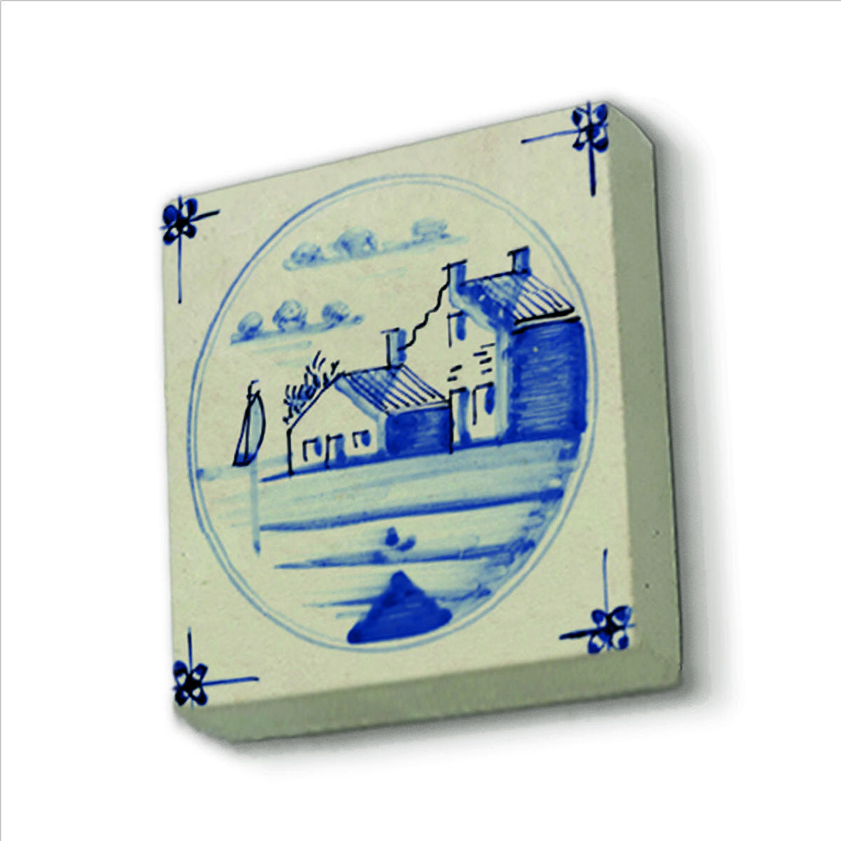 Hollanda Deseni Baskılı Doğaltaş  Magnet(KD-094)Buzdolabı Süsü