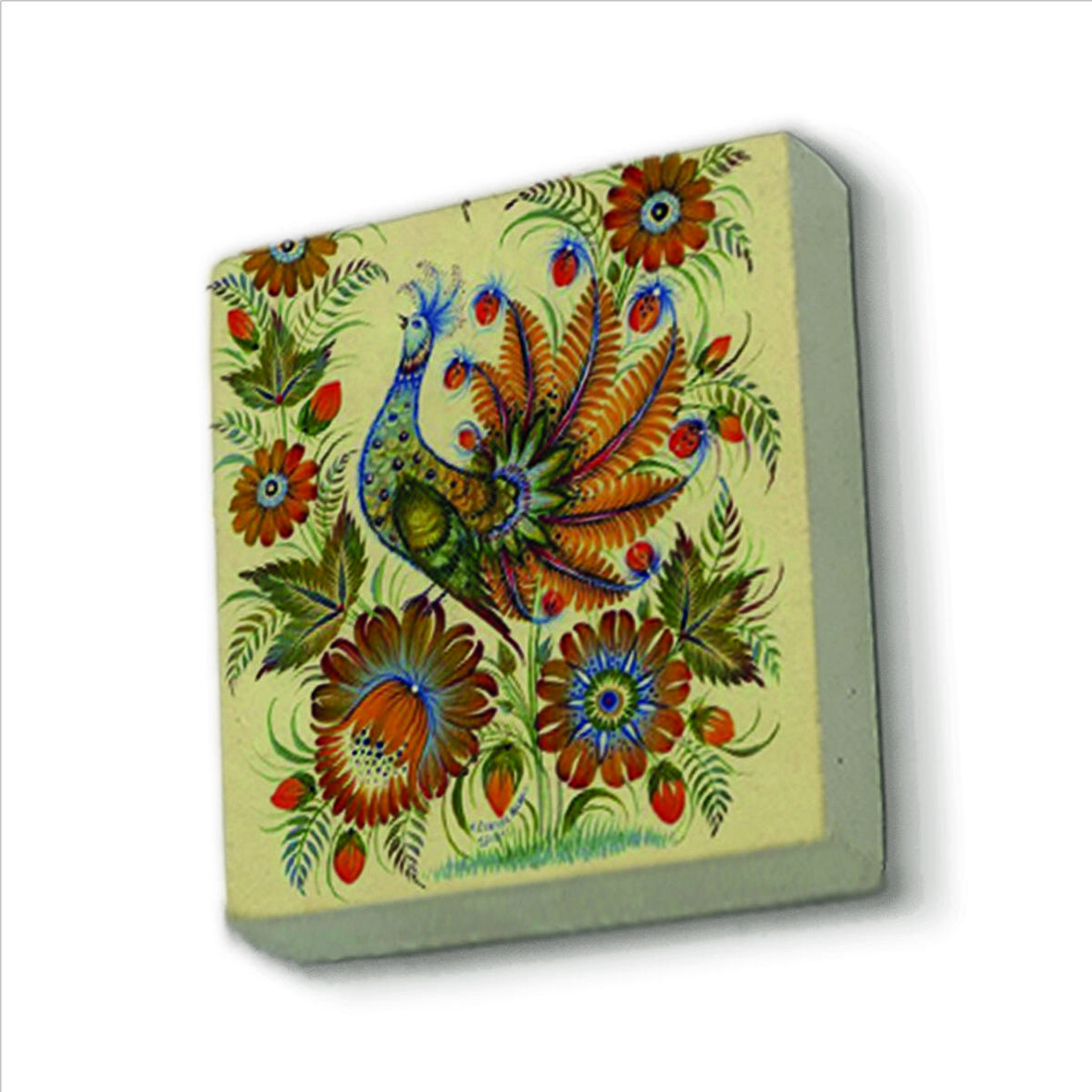 Tavus Kuşu Baskılı Doğaltaş  Magnet(KRG-160)