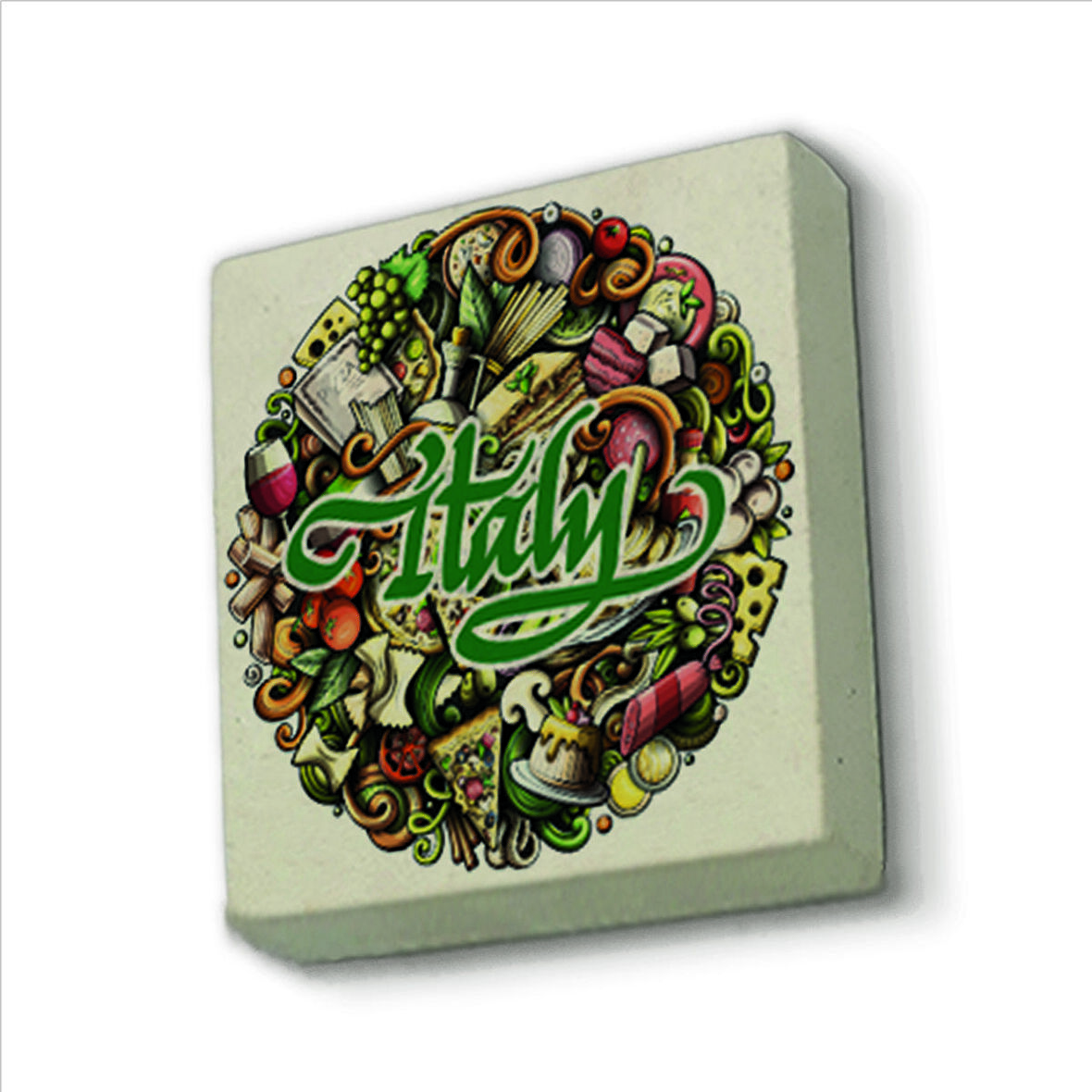 İtalyan Mutfağı  Sembolleri Baskılı Doğaltaş  Magnet(KRG-054)Buzdolabı Süsü