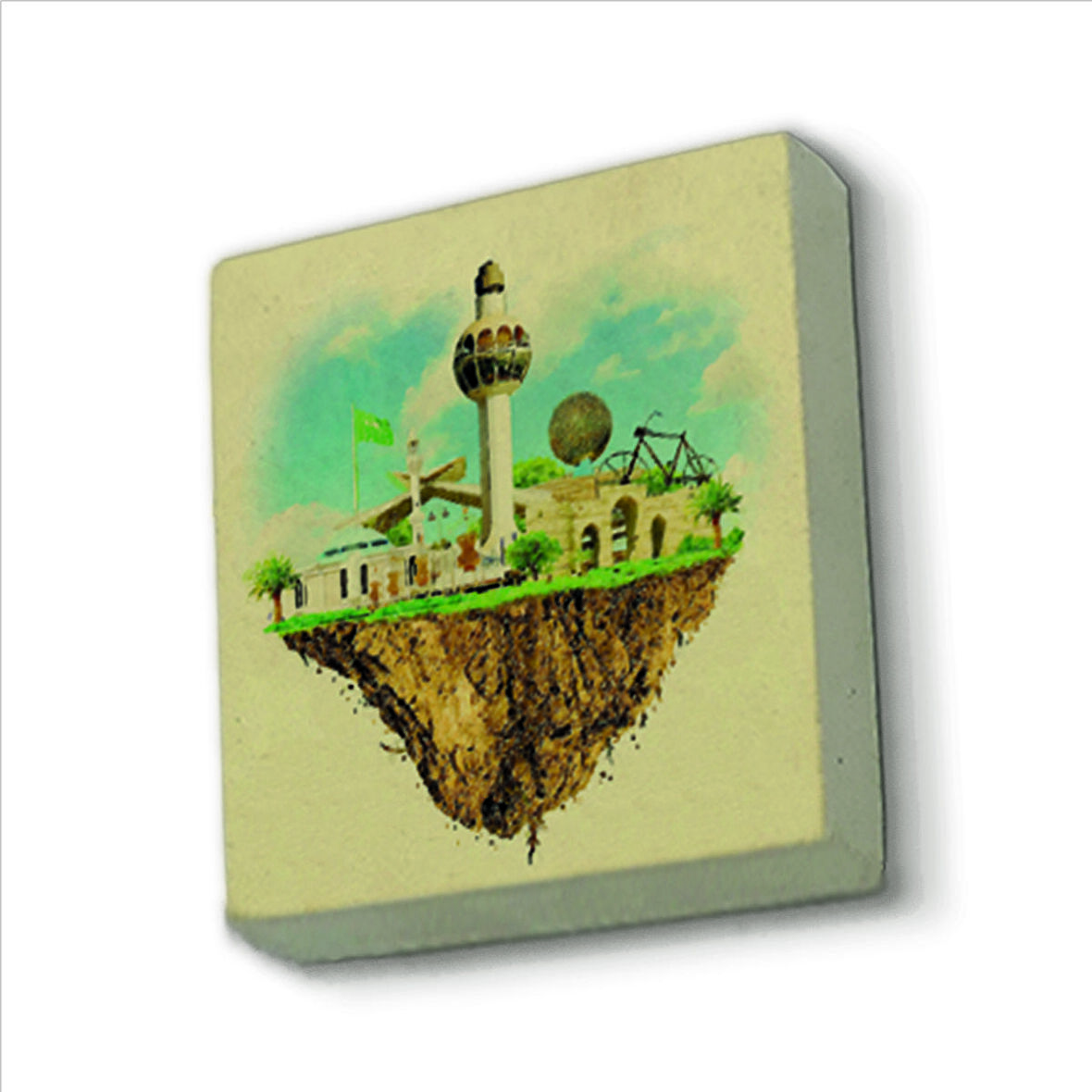 Suudi Arabistan Görseli Baskılı Doğaltaş  Magnet(KRG-073)Buzdolabı Süsü