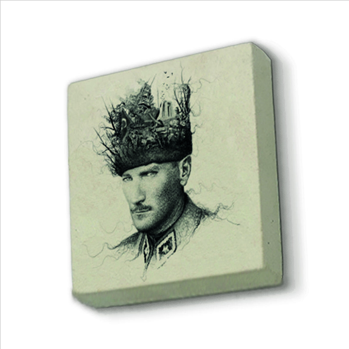 Atatürk Baskılı Doğaltaş  Magnet(KRT-106)Buzdolabı Süsü