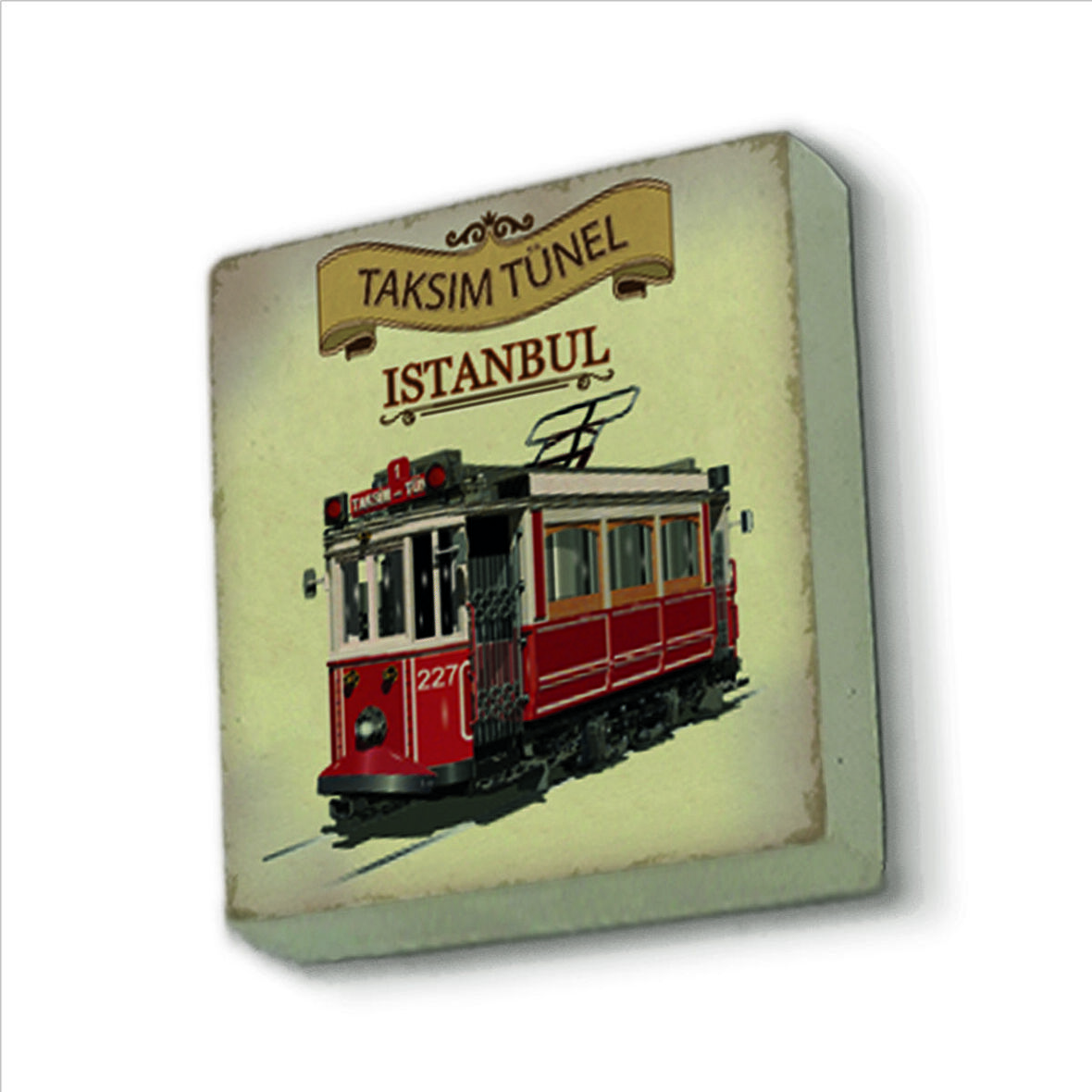 Nostaljik Tramvay Baskılı Doğaltaş  Magnet(KRT-049)Buzdolabı Süsü