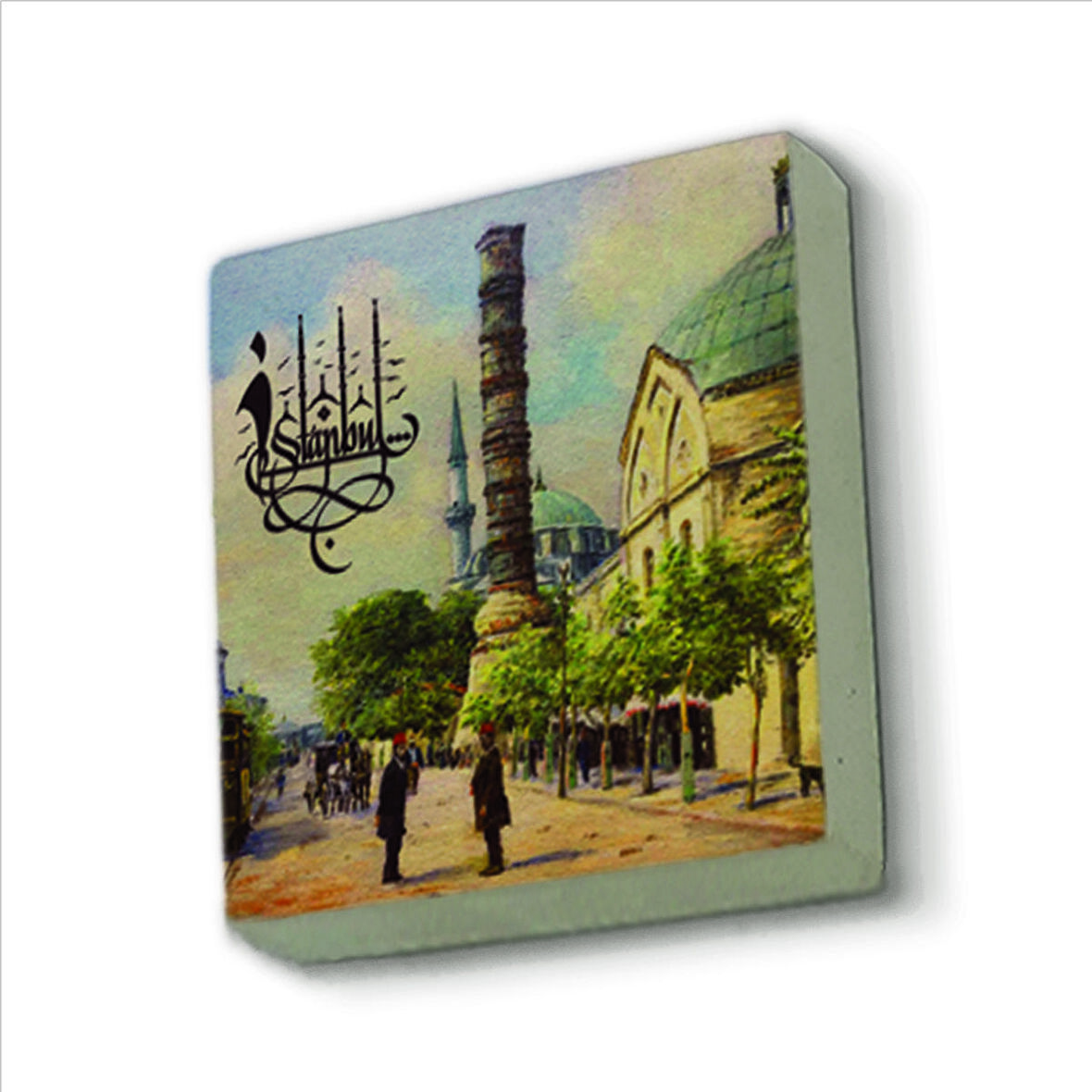 Çemberlitaş (Çizim, 19.yy) Baskılı Doğaltaş  Magnet(KRT-051)