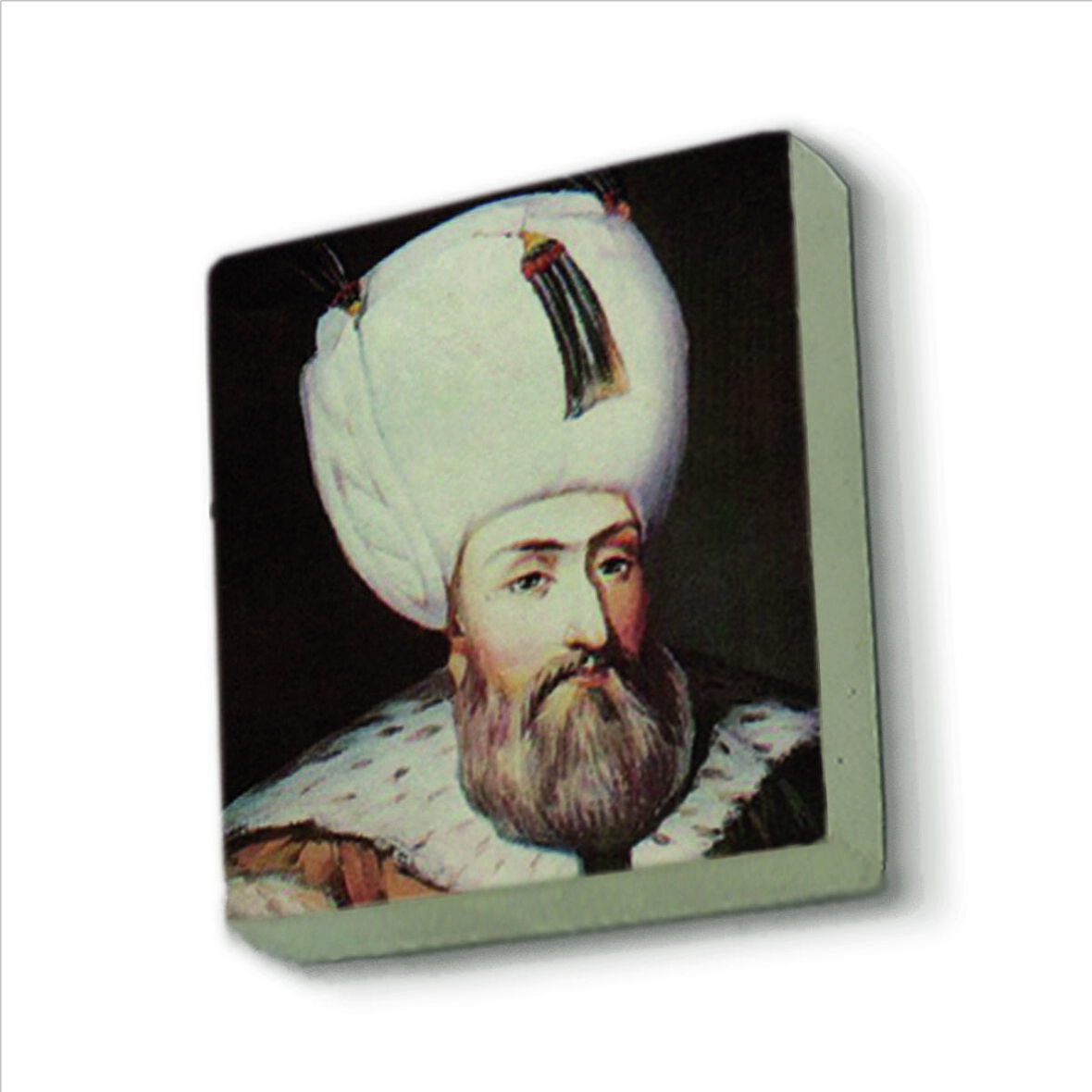 Kanuni Sultan Süleyman (Portre çizim,1560’) Baskılı Doğaltaş  Magnet(KRT-092)Buzdolabı Süsü