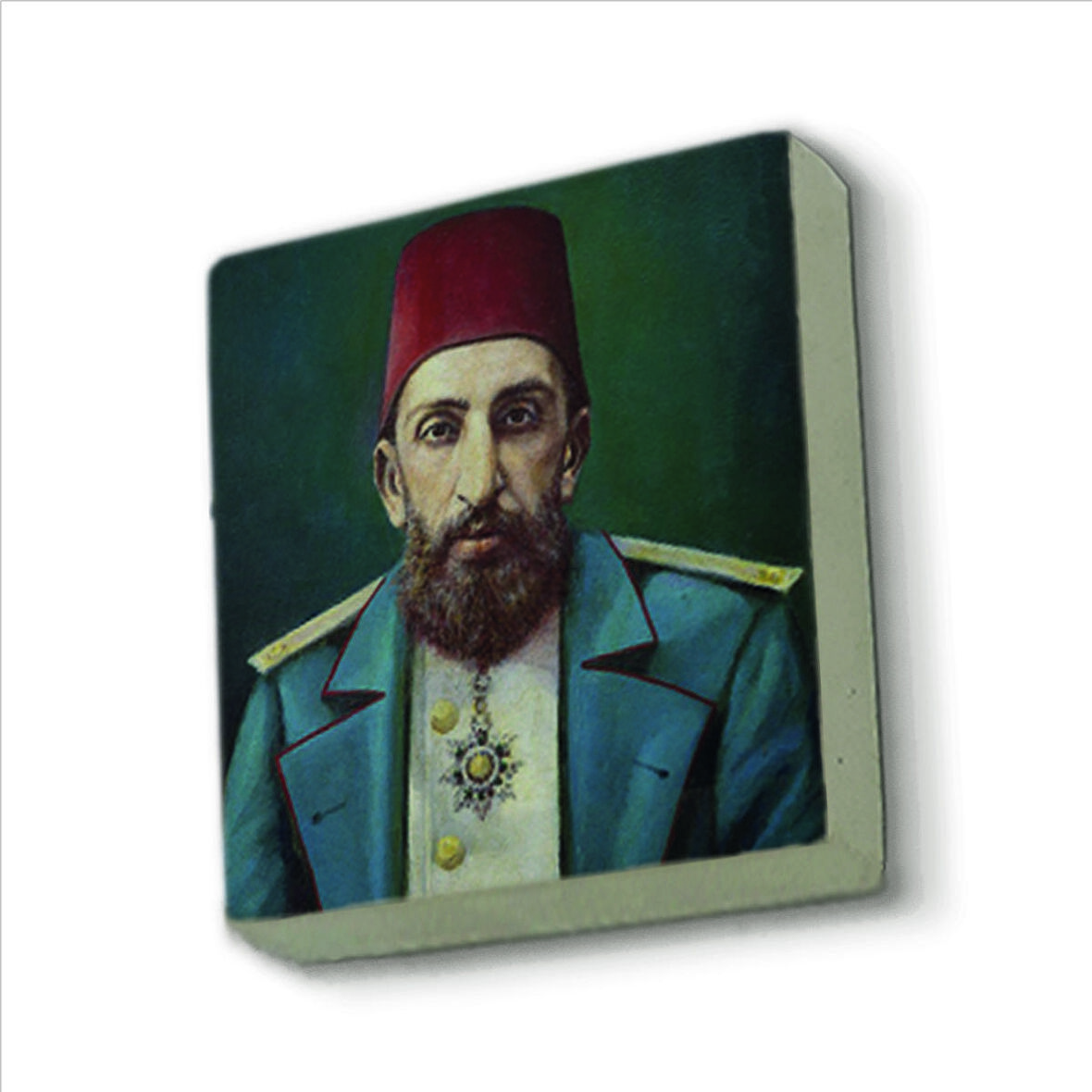 2. Abdülhamid (Portre çizim)  Baskılı Doğaltaş  Magnet(KRT-096)Buzdolabı Süsü