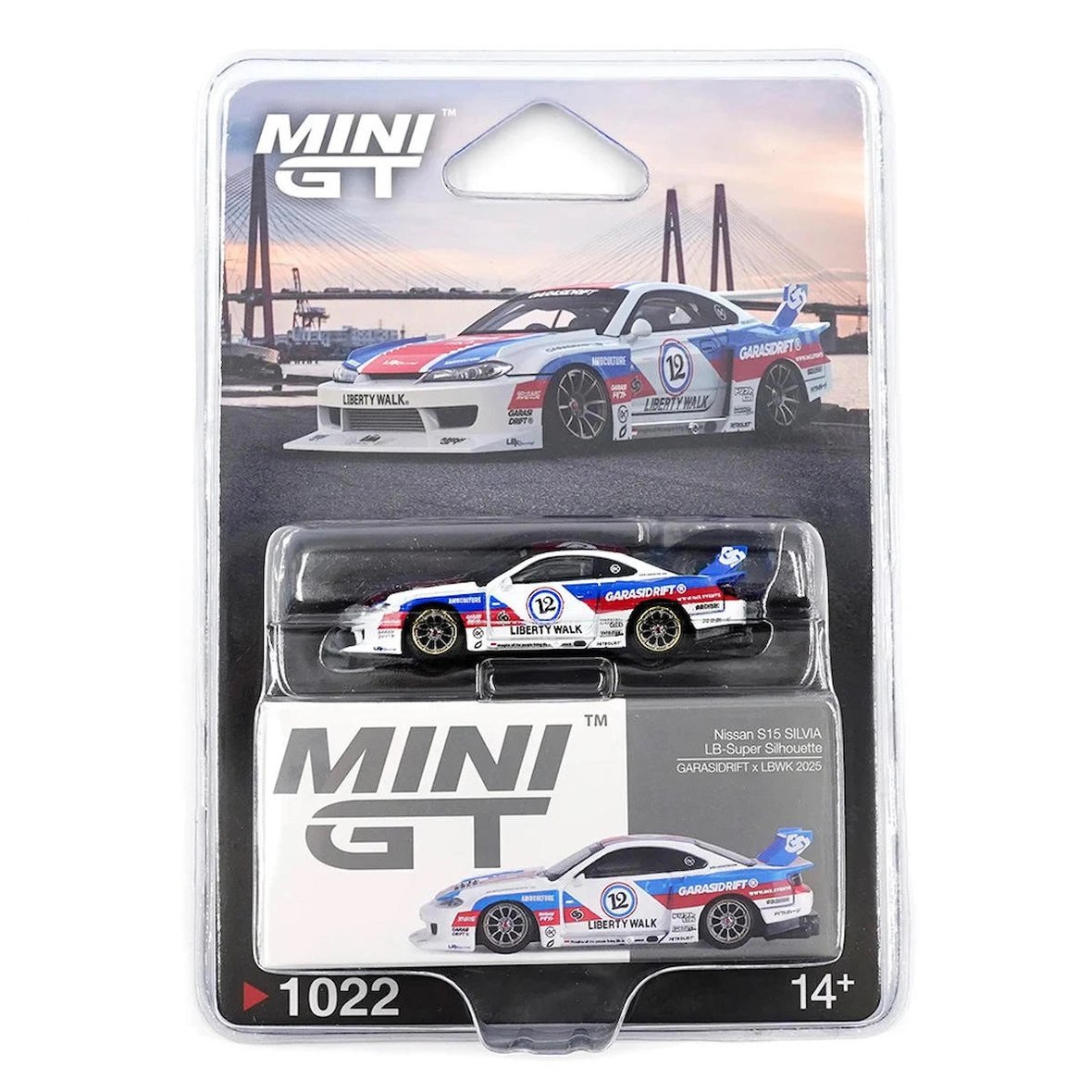 Mini GT 1/64 Nissan LB-Super Silhouette S15 SILVIA GARSIDEIFT x LBWK 2025 - Blister Paket MGT01022-BL