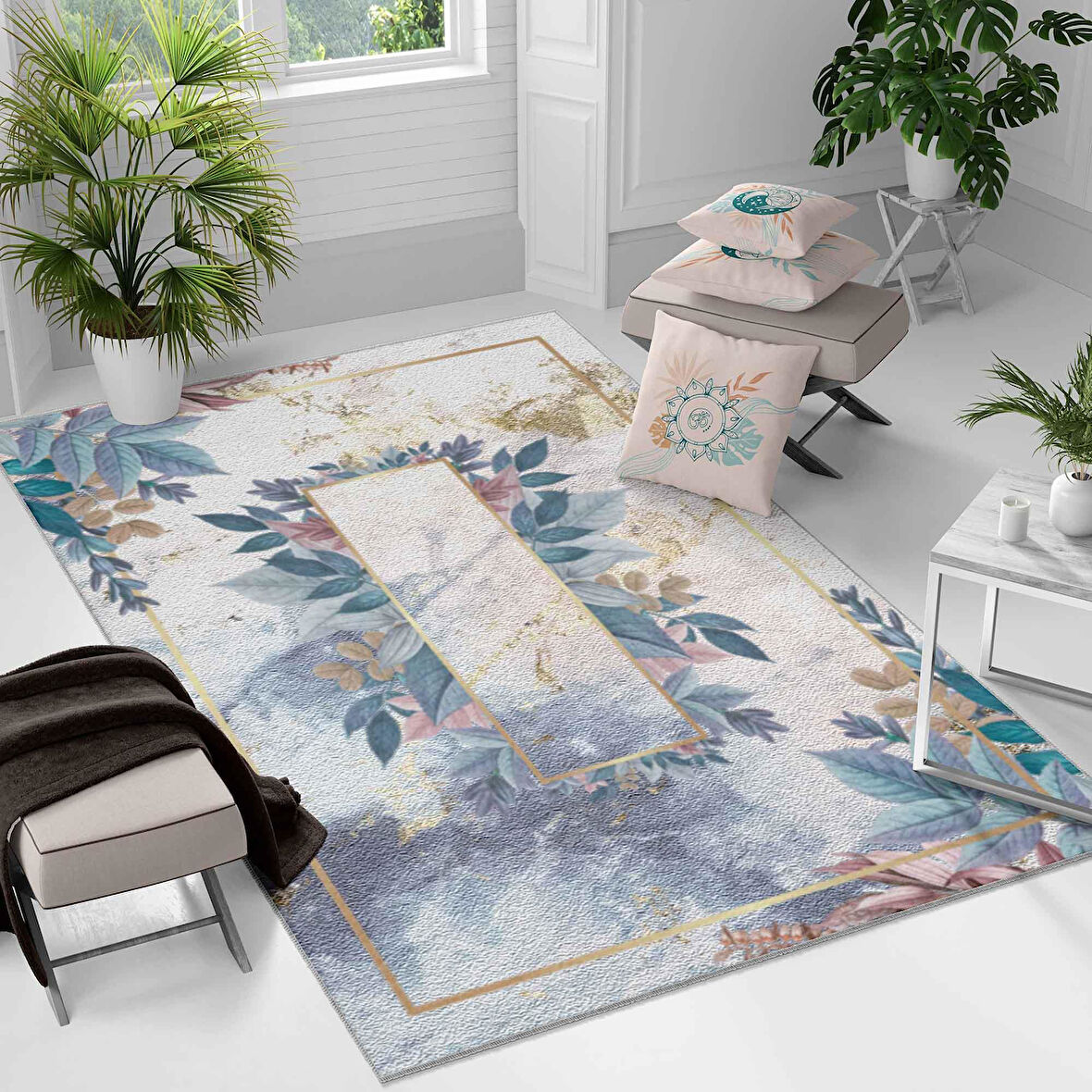 Kaymaz Taban Yıkanabilir Halı – Mutfak, Salon, Yatak Odası için Modern Dijital Baskı Halı