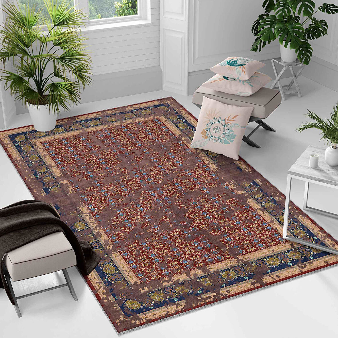 Kaymaz Taban Yıkanabilir Halı – Mutfak, Salon, Yatak Odası için Modern Dijital Baskı Halı