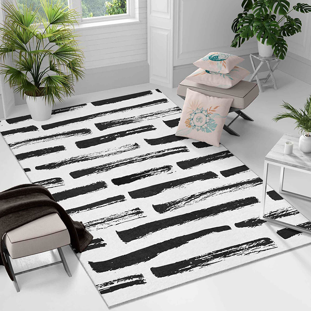 Kaymaz Taban Yıkanabilir Halı – Mutfak, Salon, Yatak Odası için Modern Dijital Baskı Halı