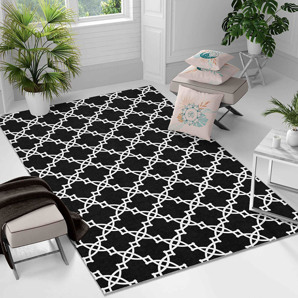 Kaymaz Taban Yıkanabilir Halı – Mutfak, Salon, Yatak Odası için Modern Dijital Baskı Halı