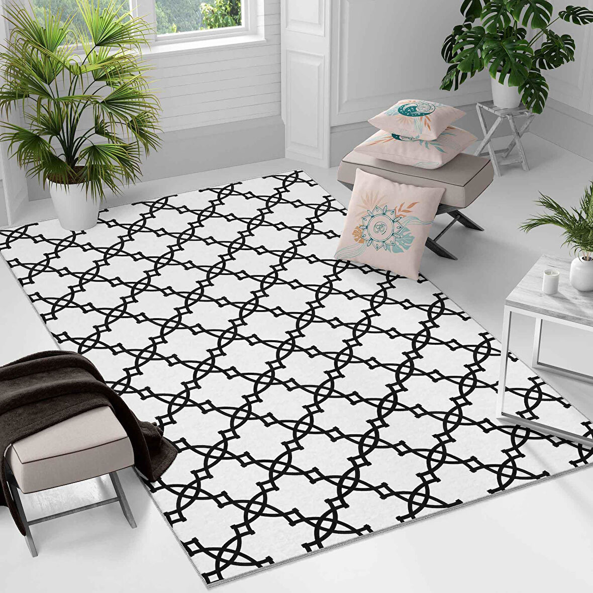 Kaymaz Taban Yıkanabilir Halı – Mutfak, Salon, Yatak Odası için Modern Dijital Baskı Halı