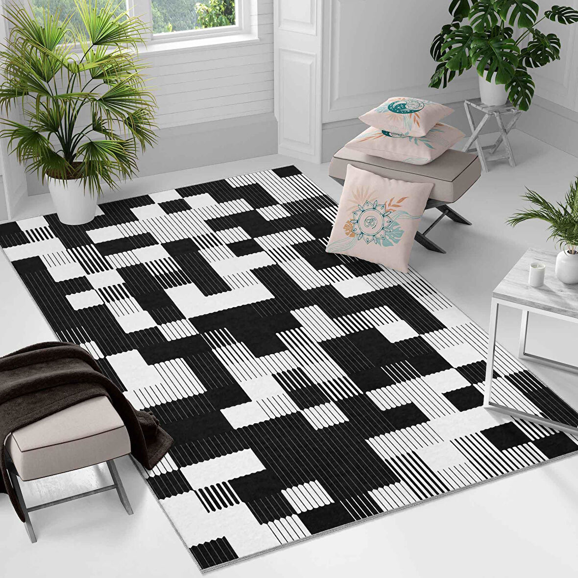 Kaymaz Taban Yıkanabilir Halı – Mutfak, Salon, Yatak Odası için Modern Dijital Baskı Halı