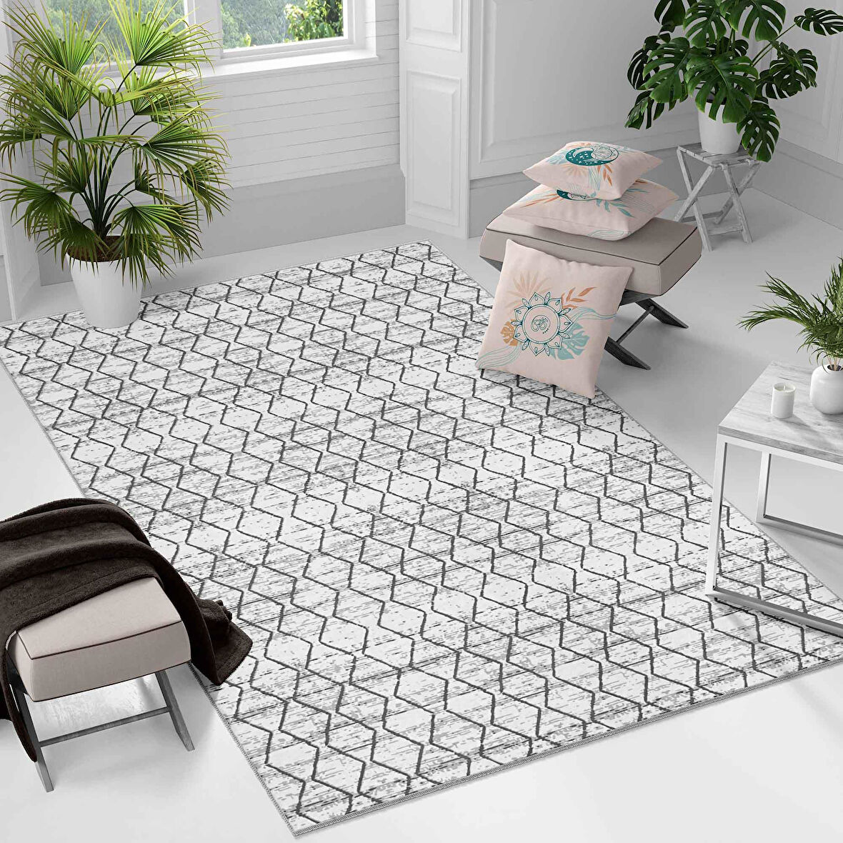 Kaymaz Taban Yıkanabilir Halı – Mutfak, Salon, Yatak Odası için Modern Dijital Baskı Halı