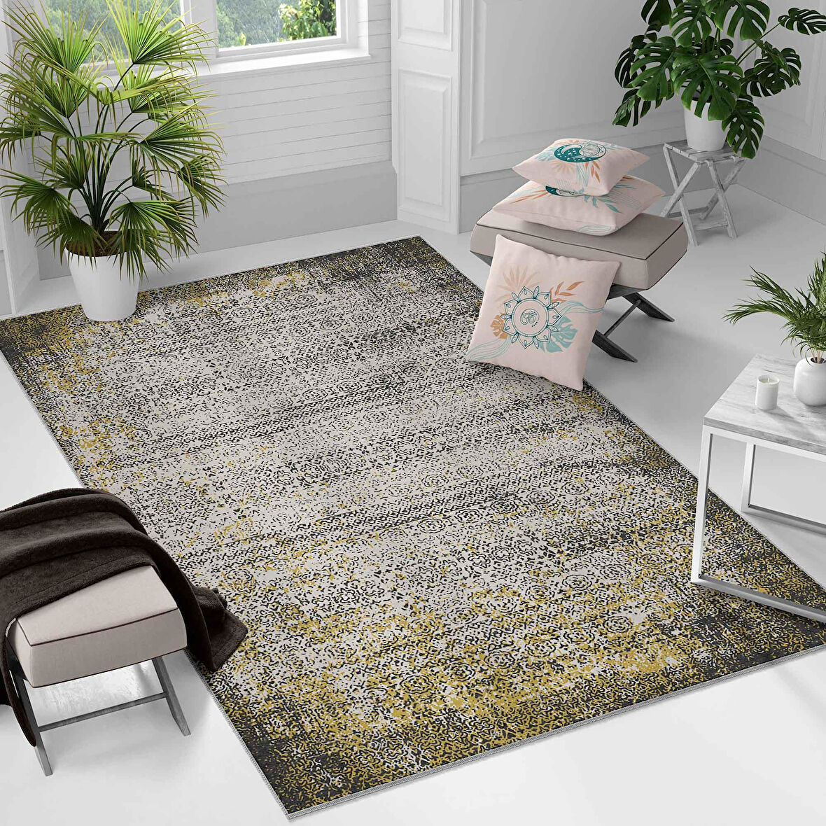 Kaymaz Taban Yıkanabilir Halı – Mutfak, Salon, Yatak Odası için Modern Dijital Baskı Halı