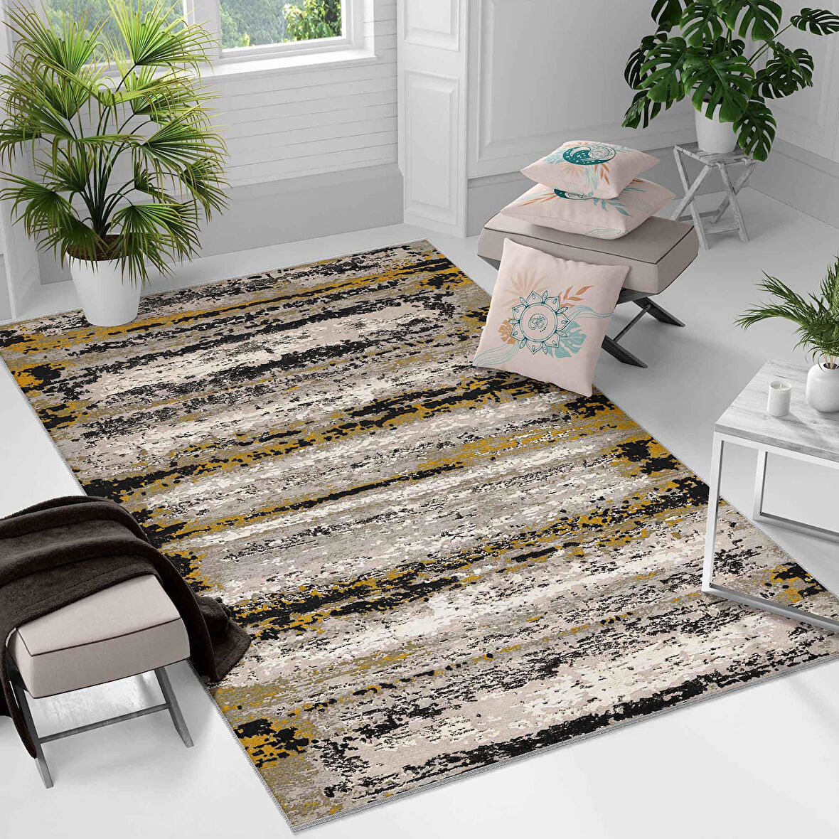 Kaymaz Taban Yıkanabilir Halı – Mutfak, Salon, Yatak Odası için Modern Dijital Baskı Halı