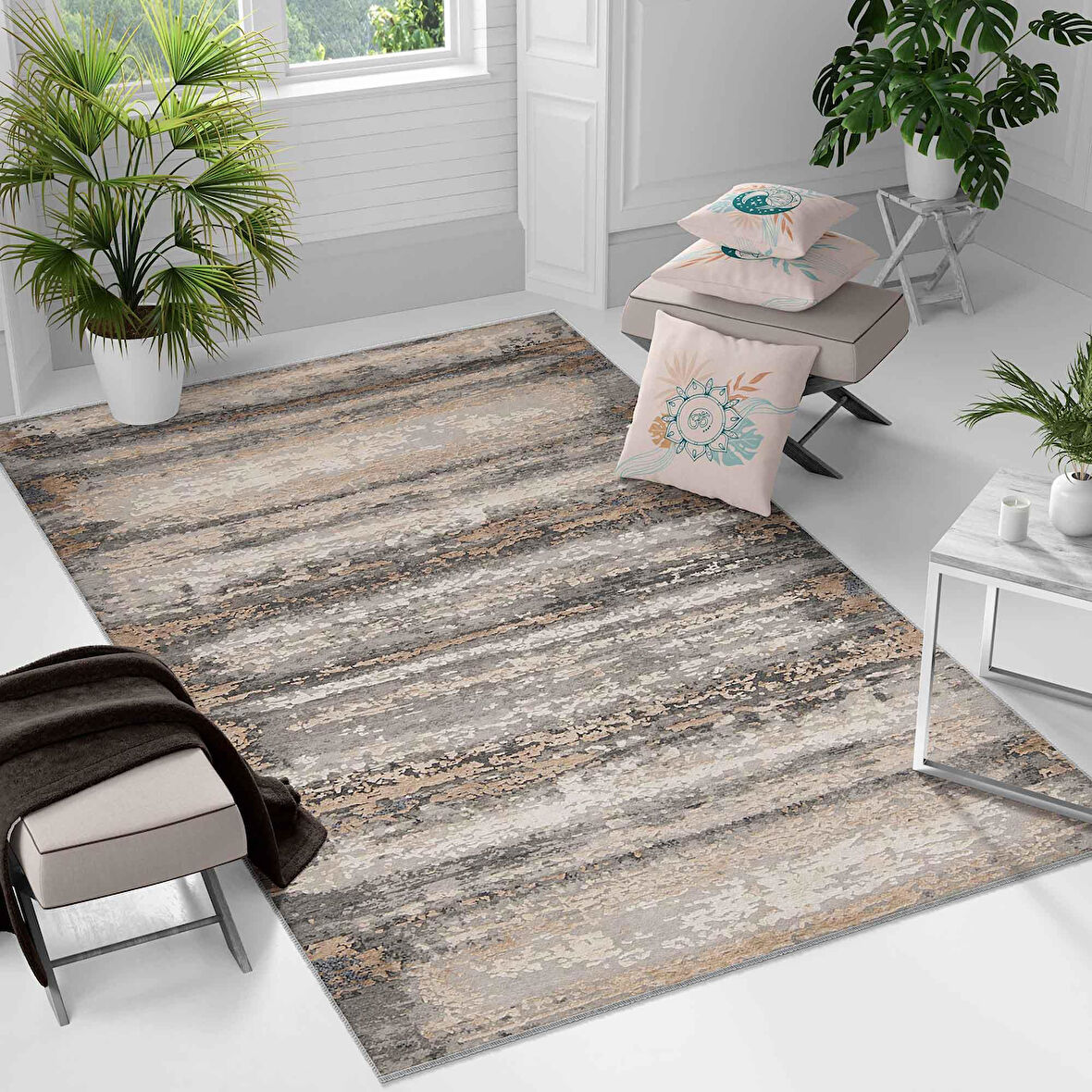 Kaymaz Taban Yıkanabilir Halı – Mutfak, Salon, Yatak Odası için Modern Dijital Baskı Halı