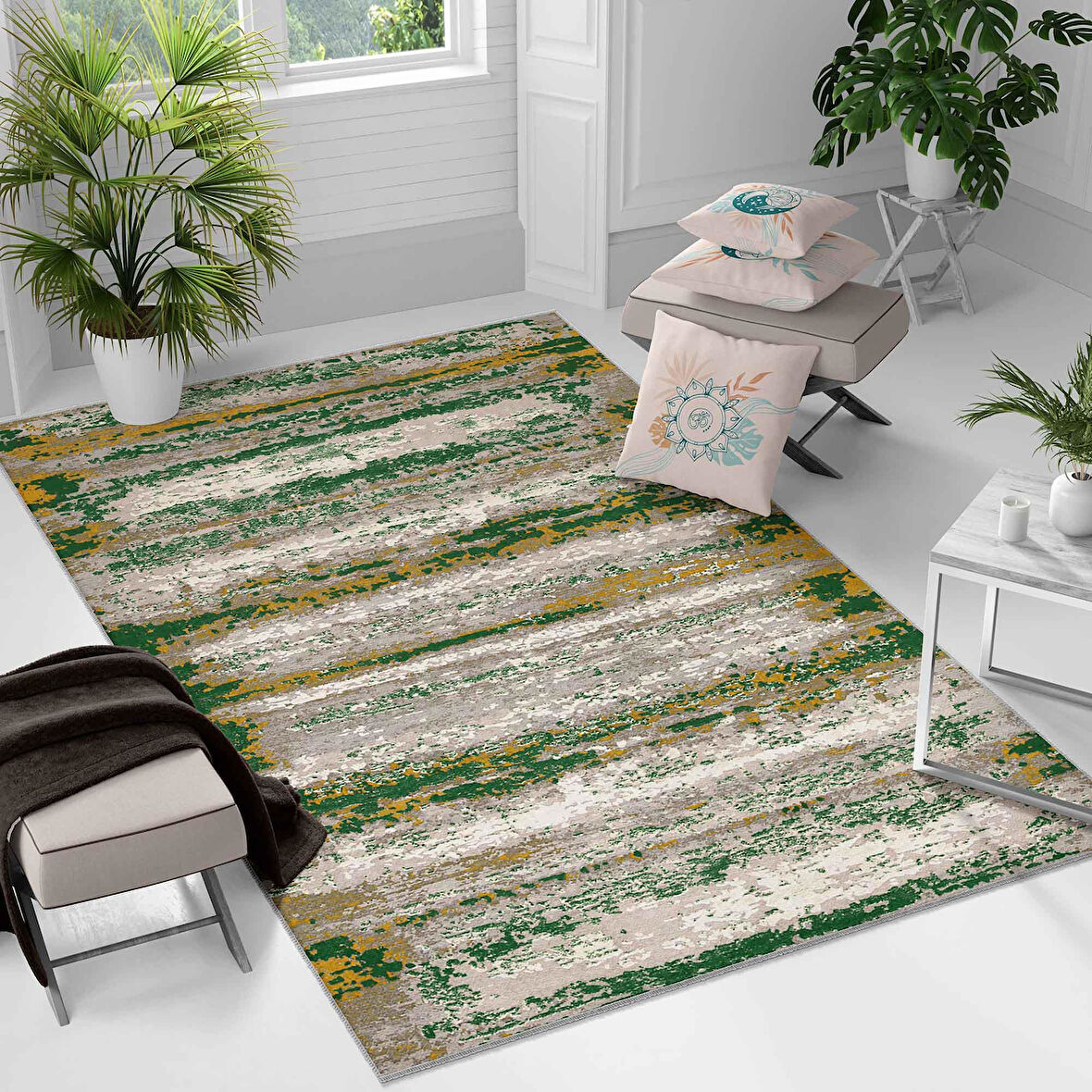 Kaymaz Taban Yıkanabilir Halı – Mutfak, Salon, Yatak Odası için Modern Dijital Baskı Halı