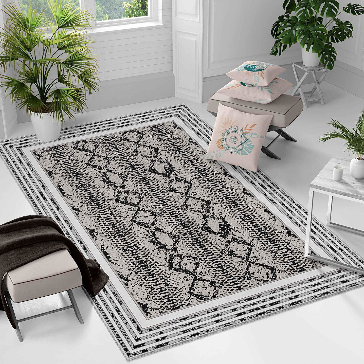 Kaymaz Taban Yıkanabilir Halı – Mutfak, Salon, Yatak Odası için Modern Dijital Baskı Halı