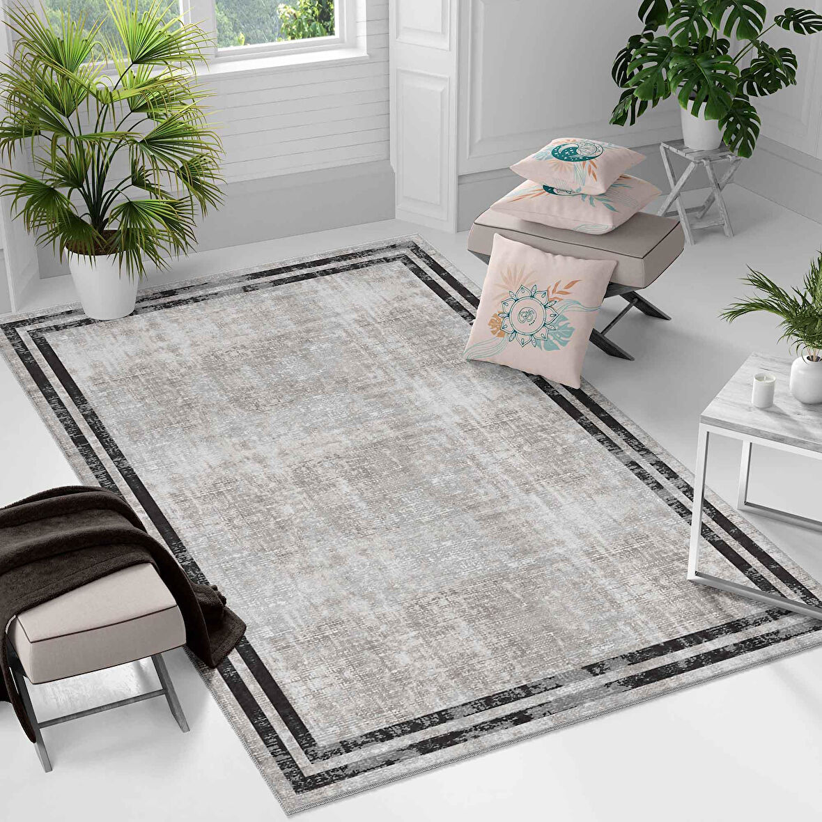 Kaymaz Taban Yıkanabilir Halı – Mutfak, Salon, Yatak Odası için Modern Dijital Baskı Halı