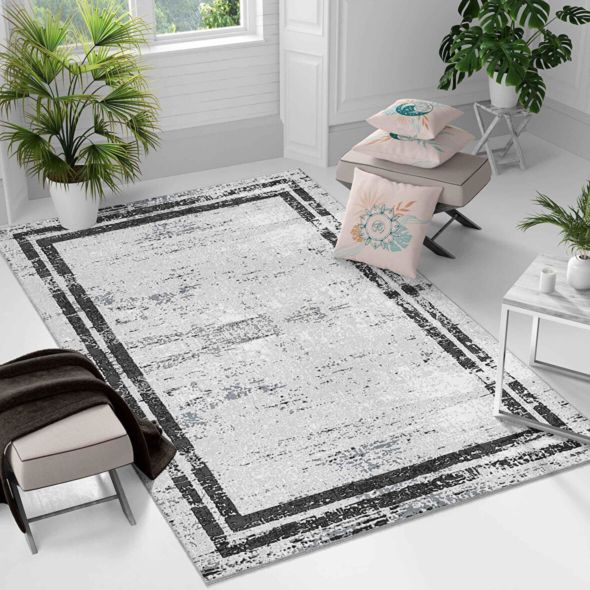 Kaymaz Taban Yıkanabilir Halı – Mutfak, Salon, Yatak Odası için Modern Dijital Baskı Halı