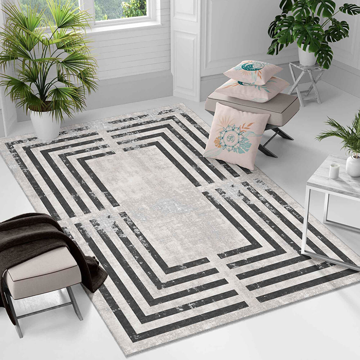 Kaymaz Taban Yıkanabilir Halı – Mutfak, Salon, Yatak Odası için Modern Dijital Baskı Halı