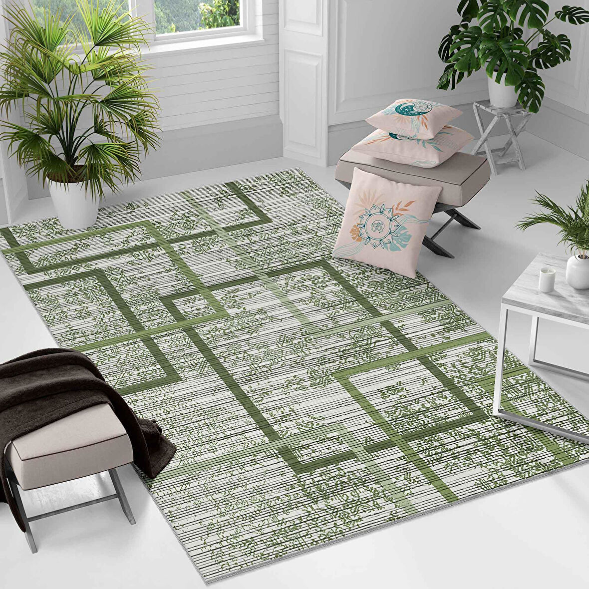 Kaymaz Taban Yıkanabilir Halı – Mutfak, Salon, Yatak Odası için Modern Dijital Baskı Halı