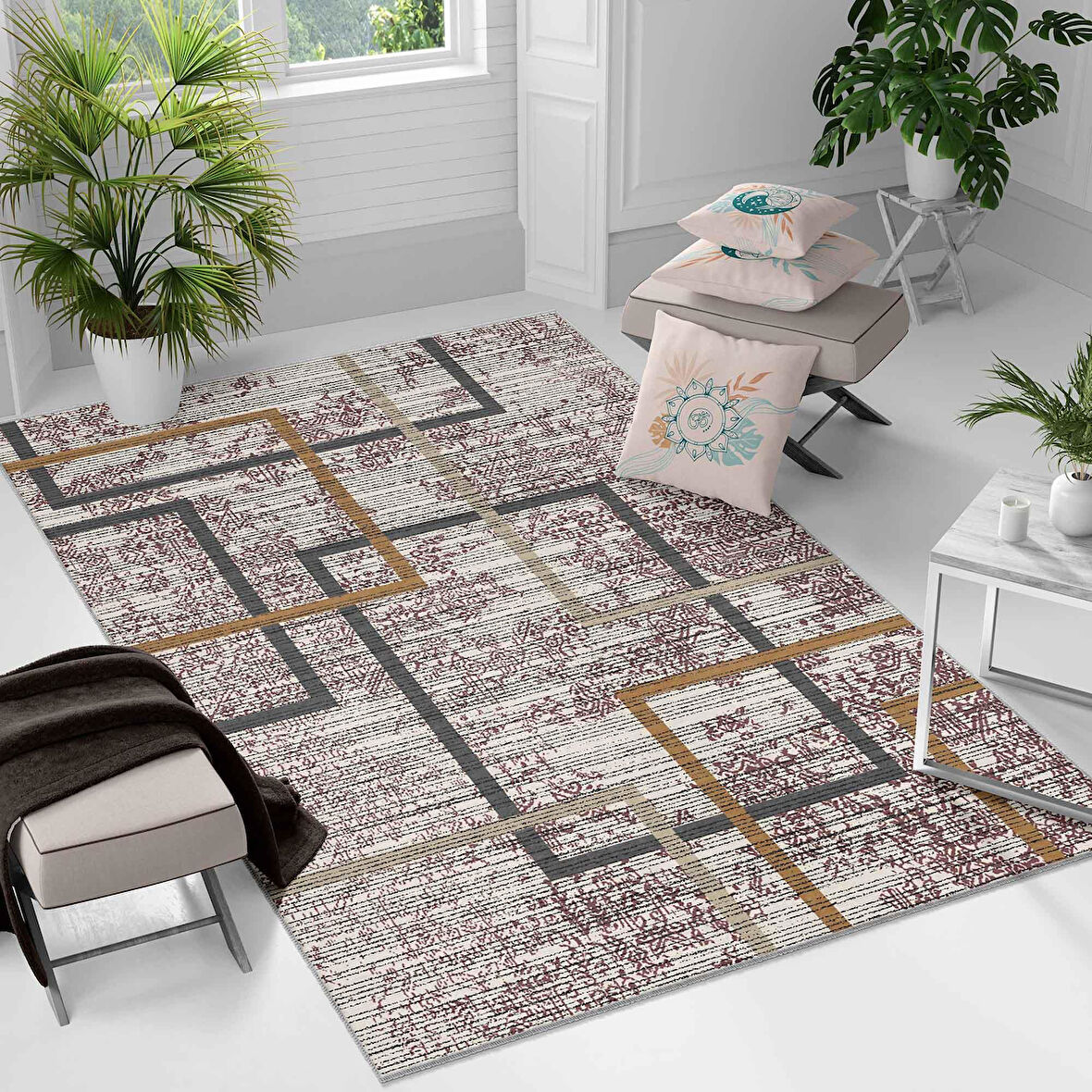 Kaymaz Taban Yıkanabilir Halı – Mutfak, Salon, Yatak Odası için Modern Dijital Baskı Halı