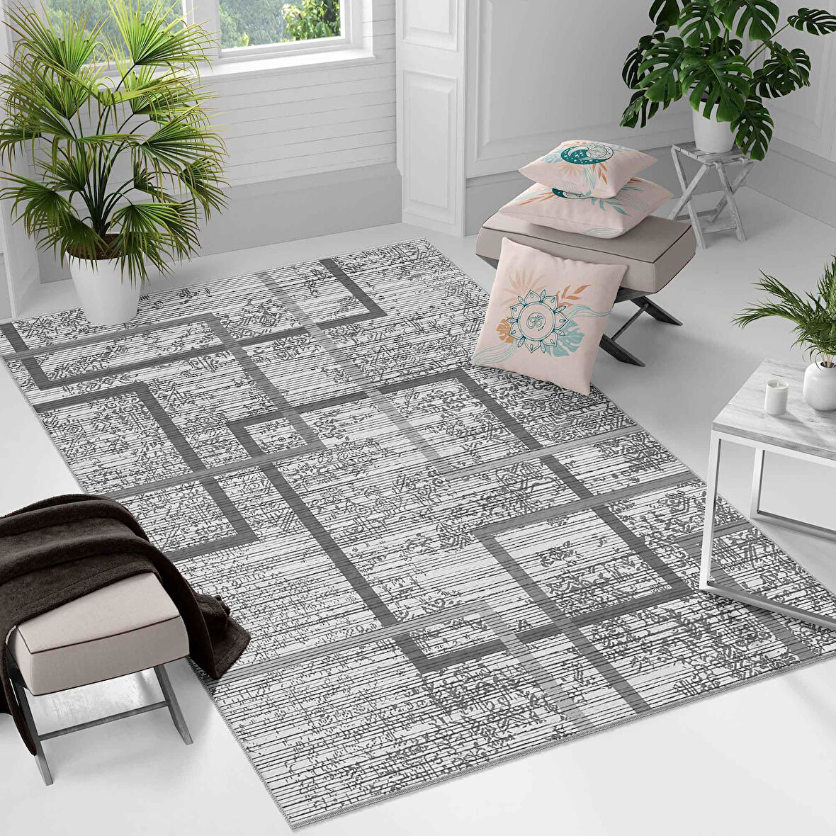 Kaymaz Taban Yıkanabilir Halı – Mutfak, Salon, Yatak Odası için Modern Dijital Baskı Halı