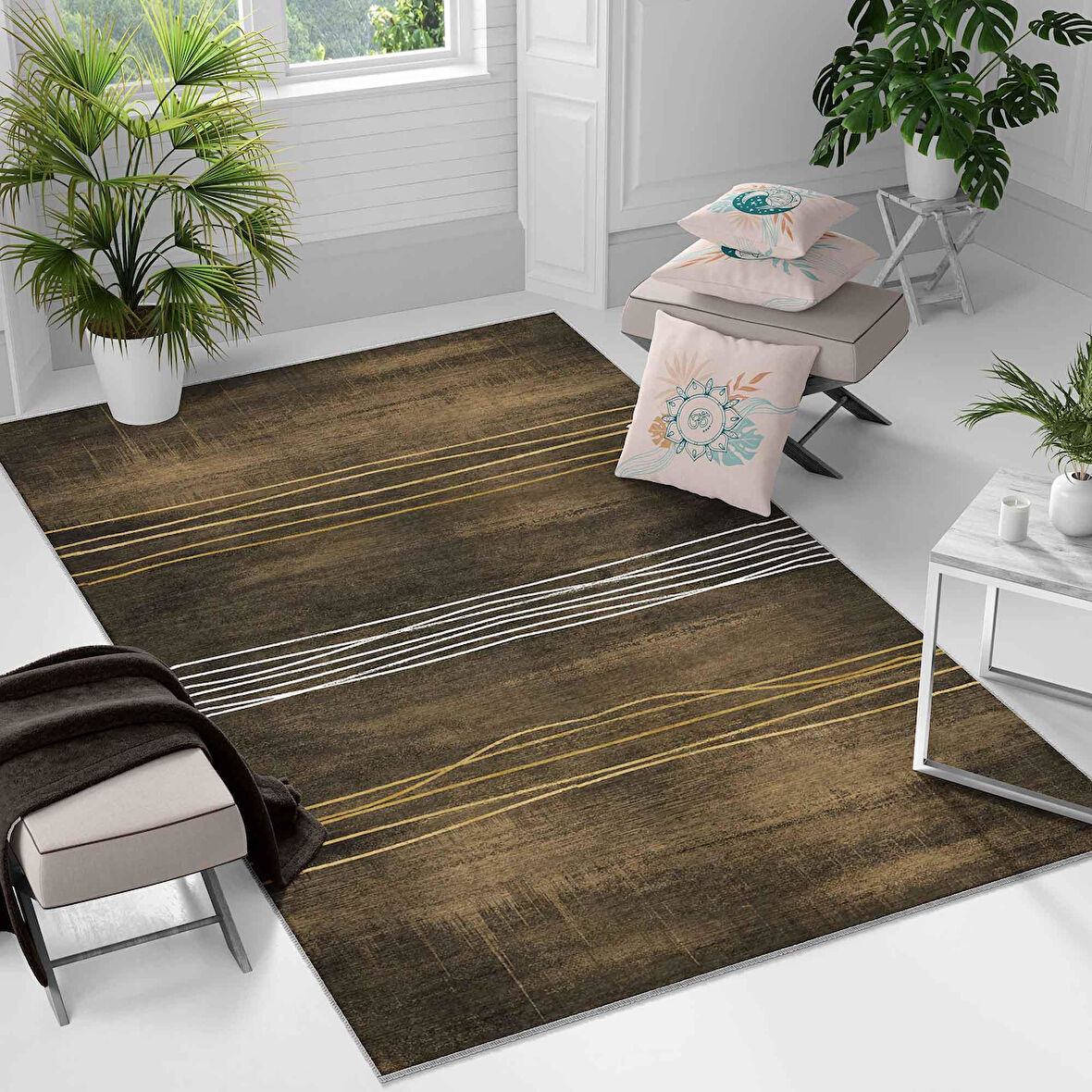 Kaymaz Taban Yıkanabilir Halı – Mutfak, Salon, Yatak Odası için Modern Dijital Baskı Halı