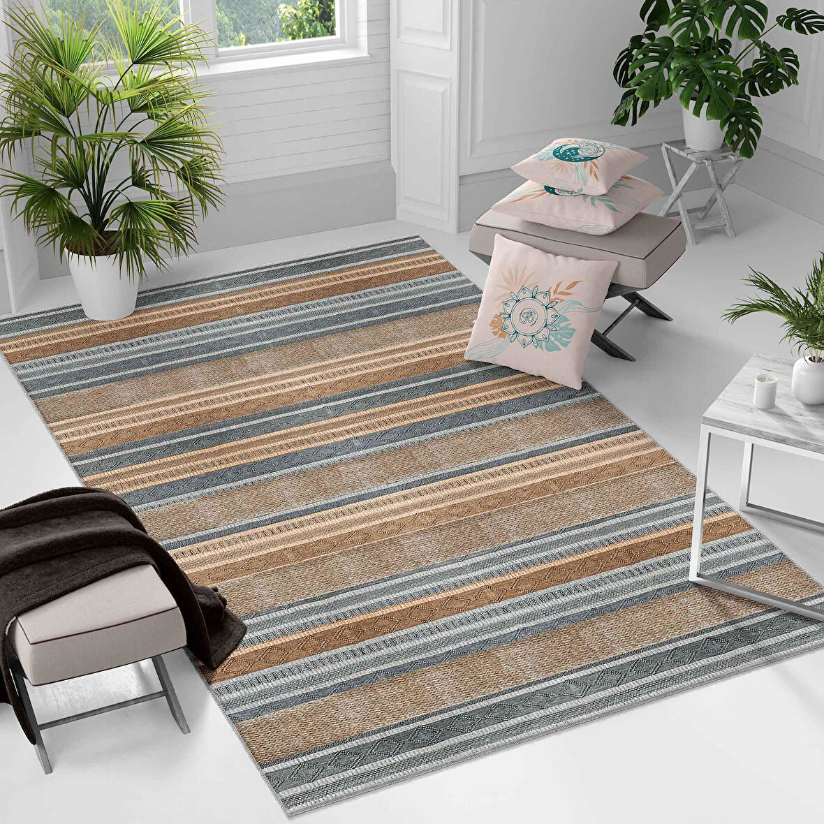 Kaymaz Taban Yıkanabilir Halı – Mutfak, Salon, Yatak Odası için Modern Dijital Baskı Halı