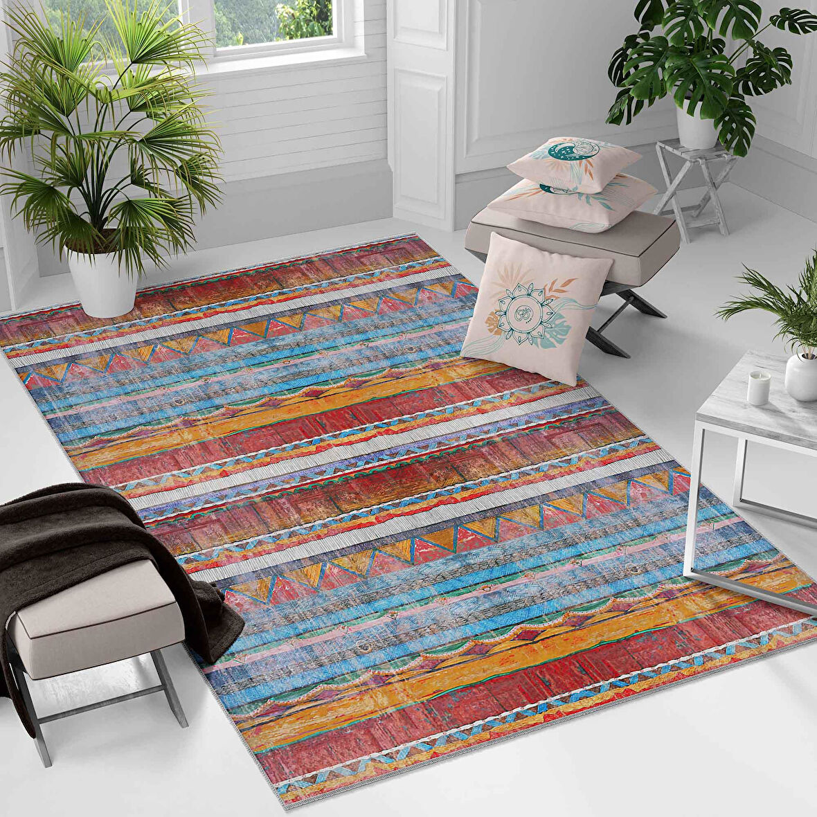 Kaymaz Taban Yıkanabilir Halı – Mutfak, Salon, Yatak Odası için Modern Dijital Baskı Halı