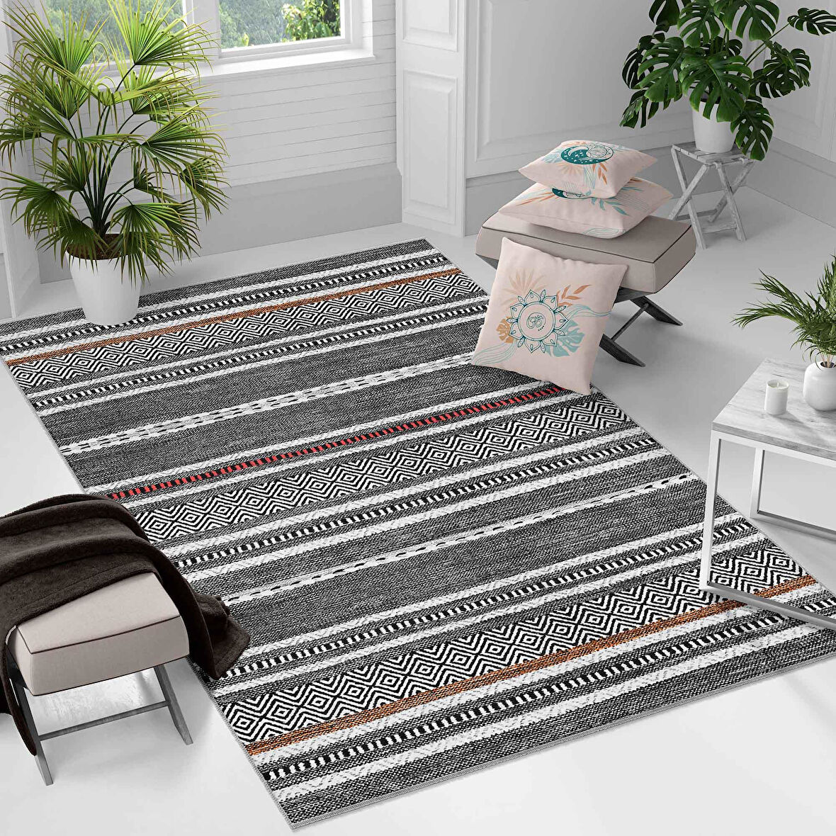 Kaymaz Taban Yıkanabilir Halı – Mutfak, Salon, Yatak Odası için Modern Dijital Baskı Halı