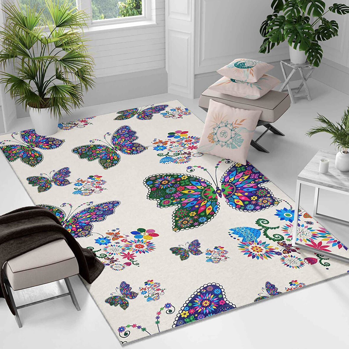 Kaymaz Taban Yıkanabilir Halı – Mutfak, Salon, Yatak Odası için Modern Dijital Baskı Halı