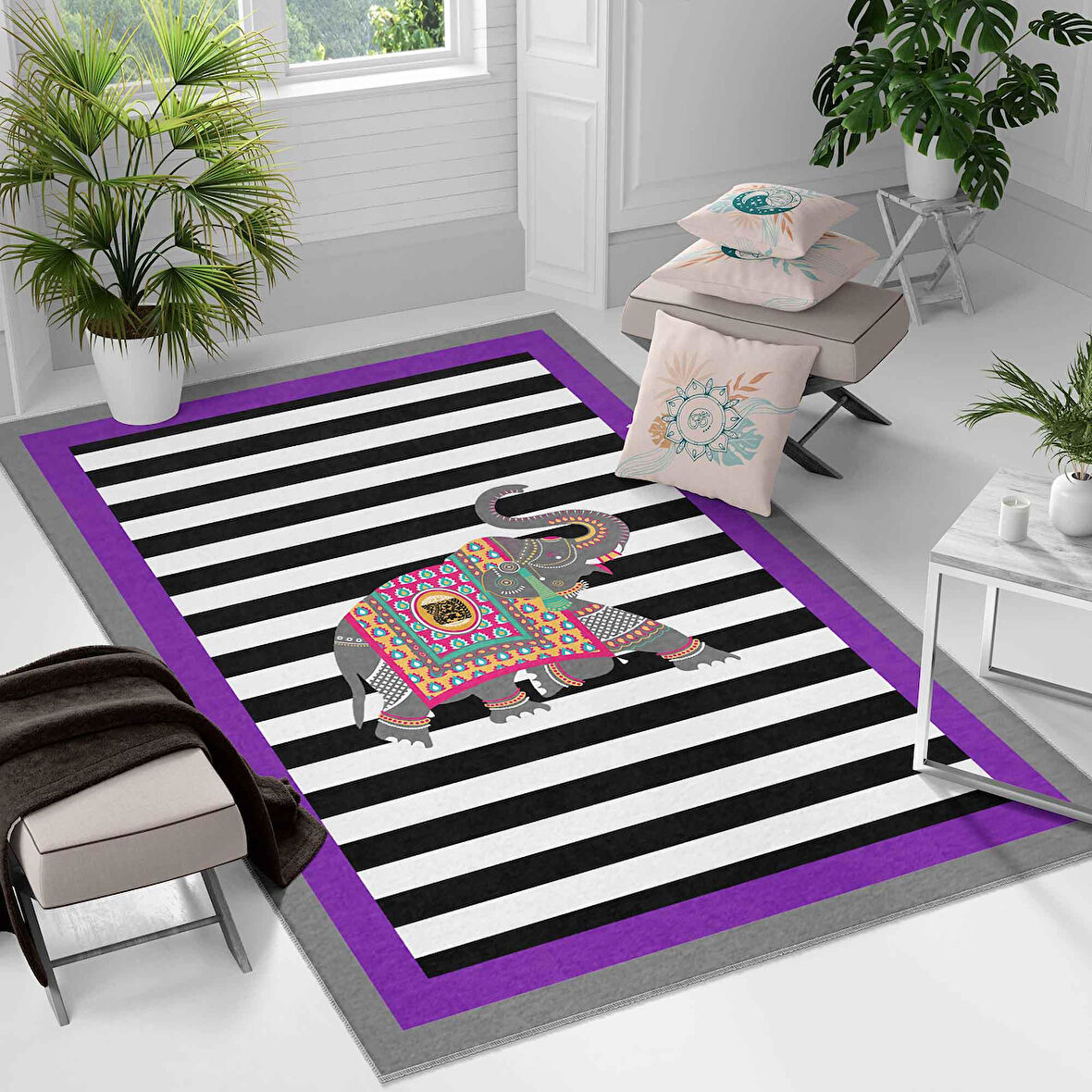 Kaymaz Taban Yıkanabilir Halı – Mutfak, Salon, Yatak Odası için Modern Dijital Baskı Halı