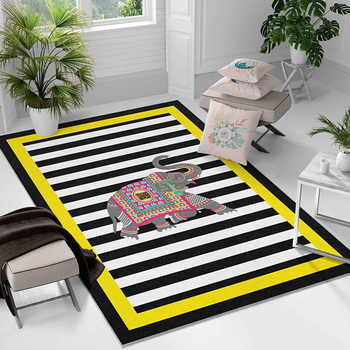 Kaymaz Taban Yıkanabilir Halı – Mutfak, Salon, Yatak Odası için Modern Dijital Baskı Halı