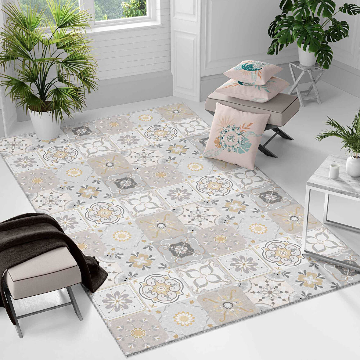 Kaymaz Taban Yıkanabilir Halı – Mutfak, Salon, Yatak Odası için Modern Dijital Baskı Halı