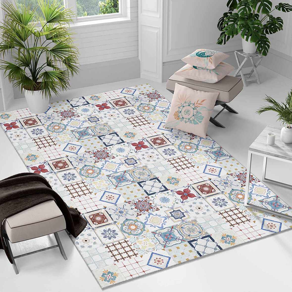 Kaymaz Taban Yıkanabilir Halı – Mutfak, Salon, Yatak Odası için Modern Dijital Baskı Halı