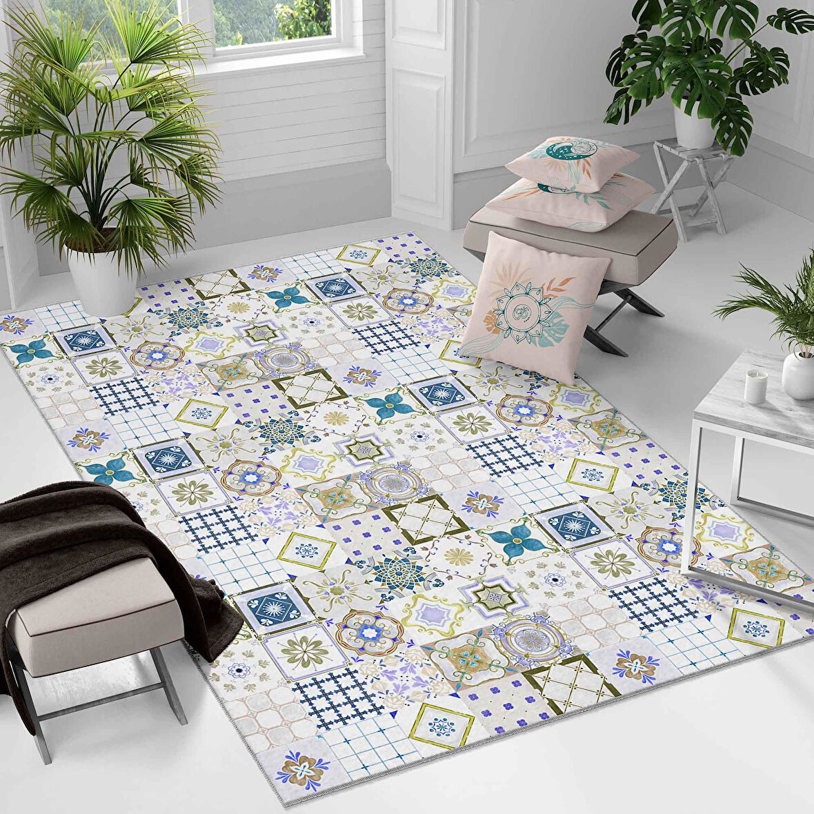 Kaymaz Taban Yıkanabilir Halı – Mutfak, Salon, Yatak Odası için Modern Dijital Baskı Halı