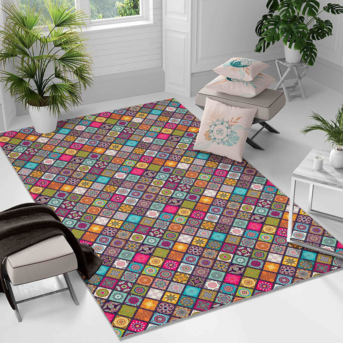 Kaymaz Taban Yıkanabilir Halı – Mutfak, Salon, Yatak Odası için Modern Dijital Baskı Halı