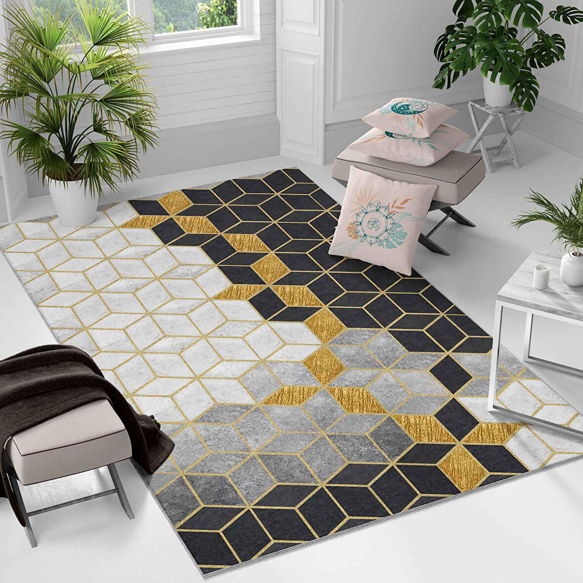 Kaymaz Taban Yıkanabilir Halı – Mutfak, Salon, Yatak Odası için Modern Dijital Baskı Halı