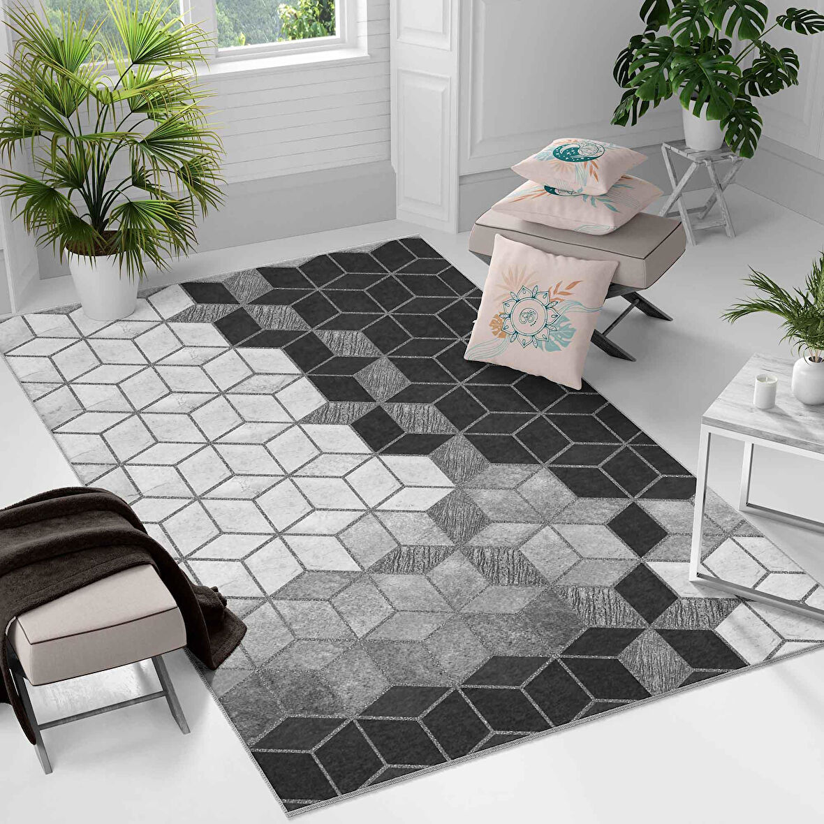 Kaymaz Taban Yıkanabilir Halı – Mutfak, Salon, Yatak Odası için Modern Dijital Baskı Halı